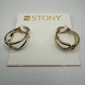 Stony Women's Gold Twist Earrings with Snap Closure Beautiful